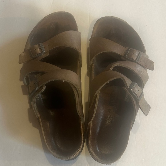 Birkenstock Shoes - Birkenstock Birken Brown Double Strap slip on Sandals made in Germany leather
